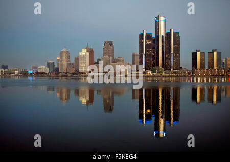 Skyline Detroit Shot à l'aube, Novembre 2015 Banque D'Images