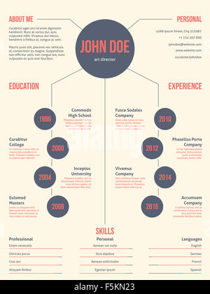 Simpliste mais cool curriculum vitae cv cv moderne conception du modèle. Banque D'Images