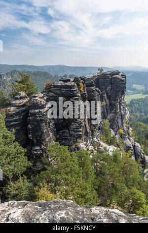 Kleine Gans rock, des montagnes de grès de l'Elbe, Saxe, Allemagne Banque D'Images