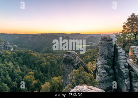 La Suisse Saxonne, des montagnes de grès de l'Elbe, Sachsen, Allemagne Banque D'Images