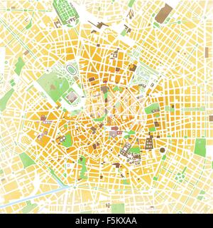 Carte colorée à l'aquarelle de Milan, Italie Banque D'Images