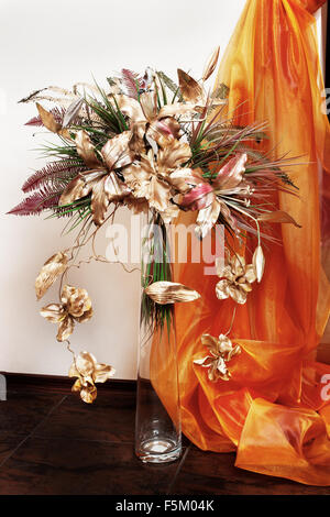 Bouquet floral vase en verre Banque D'Images