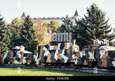 Réplique du train blindé Hurban maintenant situé près de la ville de Zvolen château de Zvolen, Slovaquie. World War II Memorial. Banque D'Images