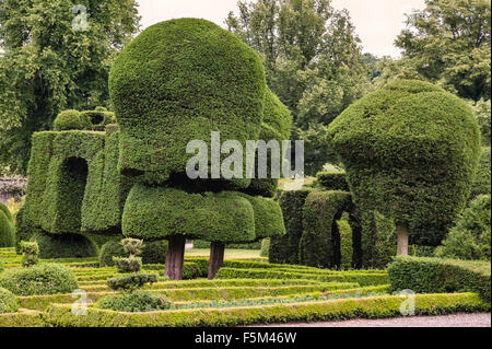 Levens Hall, Cumbria, Royaume-Uni. A la fin de 16c Manor House célèbre pour son jardin topiaire excentrique, appartenant à la famille Bagot Banque D'Images