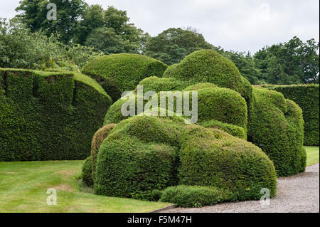 Levens Hall, Cumbria, Royaume-Uni. A la fin de 16c Manor House célèbre pour son jardin topiaire excentrique, appartenant à la famille Bagot Banque D'Images