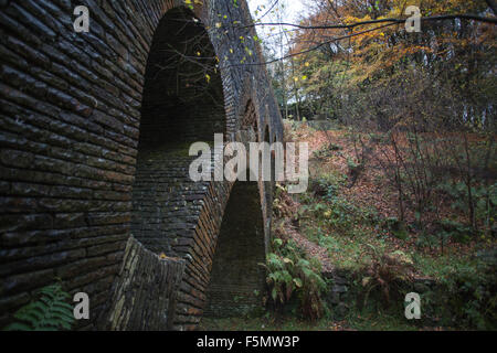 Rivington, jardins en terrasses près de Chorley, Horwich, Blackburn, Darwen, Belmont en automne Banque D'Images