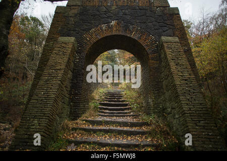 Rivington, jardins en terrasses près de Chorley, Horwich, Blackburn, Darwen, Belmont en automne Banque D'Images