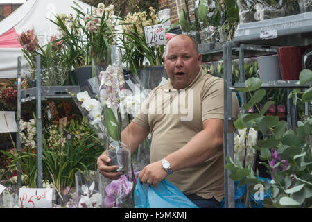 Titulaire de décrochage, la Colombie Road Flower Market London London Market Banque D'Images