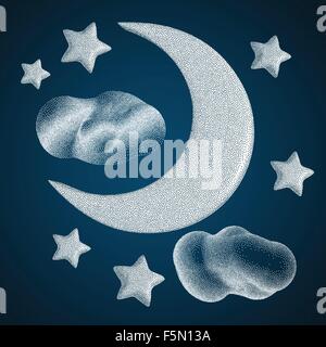 Ciel de nuit. Lune avec des nuages Illustration de Vecteur