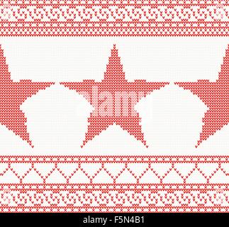 Tricot Noël arrière-plan avec star et de l'ornement. Concept de Noël pour bannière, un placard, panneau ou de site web. Illustration de Vecteur