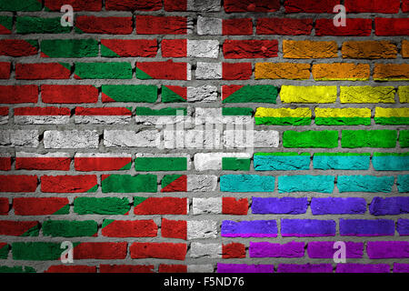 La texture du mur de brique sombre - drapeau peint sur mur - Pays Basque Banque D'Images