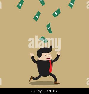 Lucky Man avec des dollars relevant de sky, VECTOR, EPS10 Illustration de Vecteur