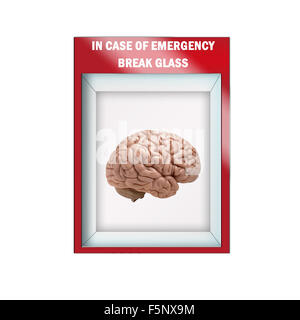 Illustration maquette -pause d'urgence contenant de verre de cerveau humain Banque D'Images