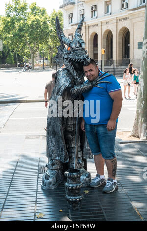 La statue des amuseurs publics le long de La Rambla,La Ramblas, rue, Barcelone,Espagne,la Catalogne, Catalan Banque D'Images