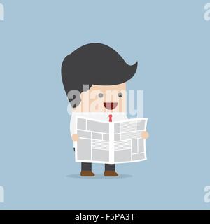 Businessman reading newspaper, VECTOR, EPS10 Illustration de Vecteur