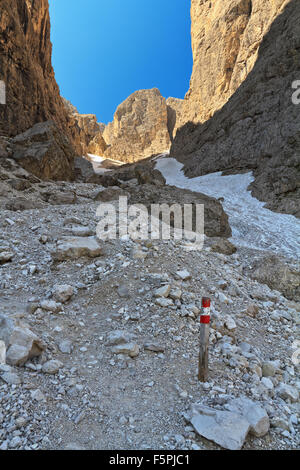 Randonnée dans la vallée de Setus - Groupe du Sella, Trentin-Haut-Adige, Italie Banque D'Images