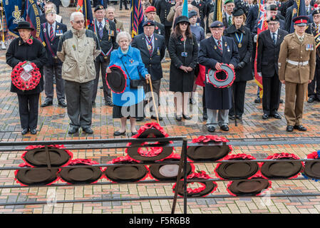 Birmingham, UK. 8 novembre, 2015. La pose de la Couronnes à la Journée de la mémoire nationale Centenary Square BIRMINGHAM UK Crédit : David Holbrook/Alamy Live News Banque D'Images