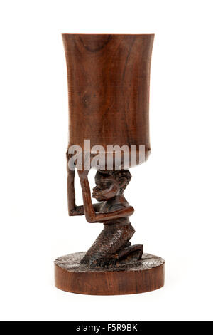 Vintage en bois sculpté africain coupe potable Banque D'Images