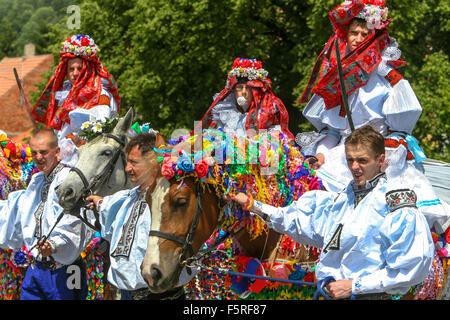 Le tour des Rois. Festival du folklore traditionnel, Vlcnov, UNESCO, Moravie du Sud, République Tchèque People Europe circuit tchèque des Rois Banque D'Images