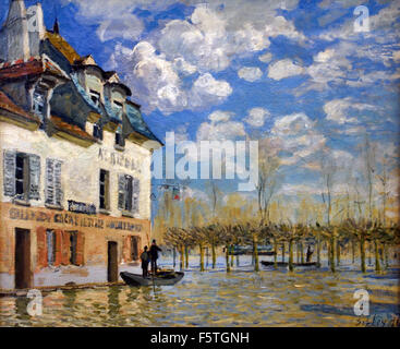 La barque pendant l'inondation, Port-Marly - le bateau lors de l'inondation, Port Marly 1876 Alfred Sisley 1839 - 1899 France impressionnistes français / anglais Banque D'Images