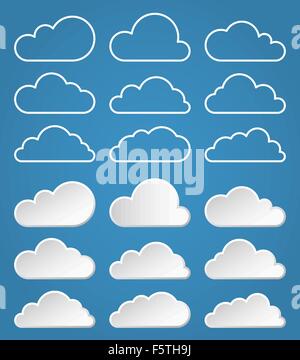 Jeu d’icônes de nuage Illustration de Vecteur