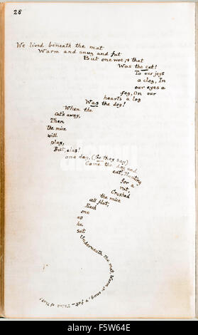 La souris est longue et triste histoire, extraite du manuscrit original de "Alice's Adventures Under Ground" par Charles Lutwidge Dodgson (1832-1898) donné à Alice Liddell en novembre 1864 et publié sous le titre "Alice's Adventures in Wonderland" en 1865 sous le nom de plume Lewis Carroll. Voir la description pour plus d'informations. Banque D'Images