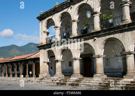 Place principale d'Antigua, Guatemala, Amérique Centrale Banque D'Images