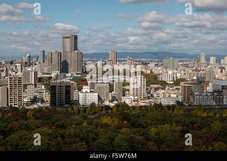 Vue depuis le sommet du Château d'Osaka, Osakajo Banque D'Images