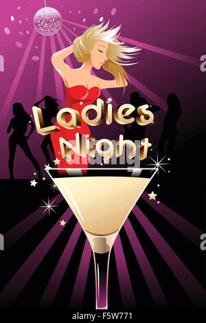 Un vecteur illustration de Ladies Night poster with copyspace Illustration de Vecteur