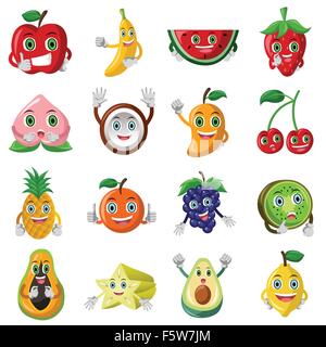 Un vecteur illustration de caractère fruits mignons icon sets Illustration de Vecteur