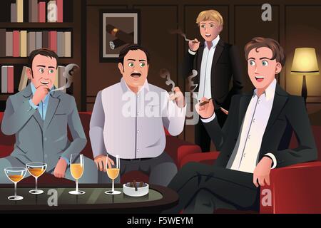 Un vecteur illustration de personnes dans un salon de cigares Illustration de Vecteur
