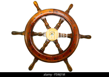 Un vieux bateau volant sur fond blanc Banque D'Images