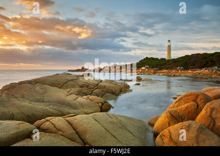 Eddystone Point Lighthouse in early morning light. Banque D'Images