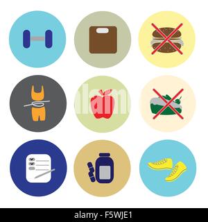 Un vecteur illustration de jeux d'icônes en bonne santé Illustration de Vecteur