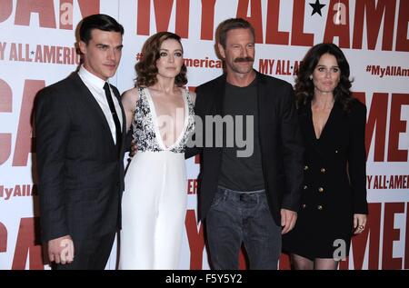 Los Angeles, CA, USA. Nov 9, 2015. Finn Wittrock, Sarah Bolger, Aaron Eckhart, Robin Tunney aux arrivées de MON TOUT Première américaine, The Grove, à Los Angeles, CA, 9 novembre 2015. Credit : Dee Cercone/Everett Collection/Alamy Live News Banque D'Images