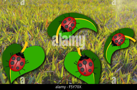 Ladybug on Grass Abstract Illustration Banque D'Images