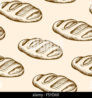 Vintage hand drawn seamless pattern avec baguette Banque D'Images