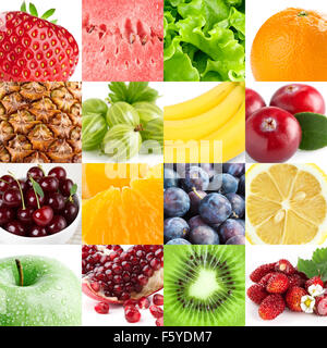 Collection avec des fruits et des baies de couleur. Arrière-plan de l'alimentation Banque D'Images