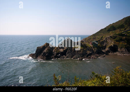 La Côte du Sud sauvage près de Cornwall Cornwall England UK Polperro Banque D'Images