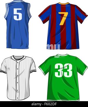 Illustrations vectorielles pack de divers sports shirts. Illustration de Vecteur