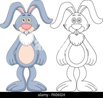 Vector illustration jeu d'un moelleux coupés avec lapin lineart. Illustration de Vecteur