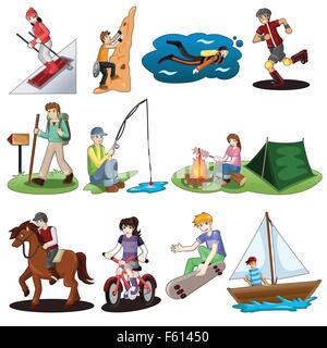 Un vecteur illustration de gens actifs faisant des activités de plein air Illustration de Vecteur