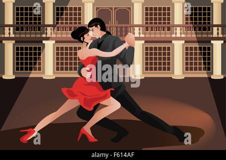 Un vecteur illustration de young couple dancing tango Illustration de Vecteur