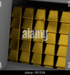 Close up of stacked barres d'or Banque D'Images