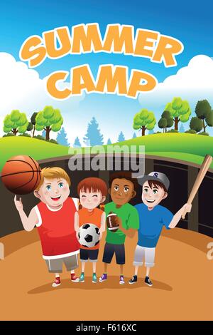 Un vecteur illustration de kids summer camp flyer Illustration de Vecteur