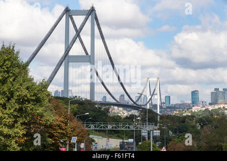 Pont du Bosphore, Istanbul, Turquie, samedi, 19 Septembre, 2015. Banque D'Images