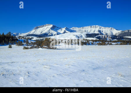 ear montagne le long du front de montagne rocheux en hiver près de choteau, montana Banque D'Images