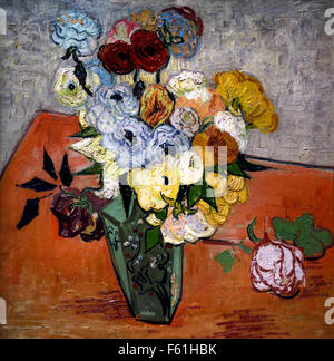 Vincent van Gogh 1853-1890 Le Néerlandais Pays-Bas Vase japonais avec des roses et des Anémones 1890 Banque D'Images