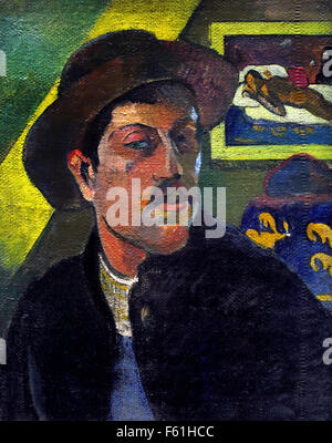 Self Portrait avec un chapeau (1893 - 1894) Paul Gauguin 1848 - 1903 France Banque D'Images