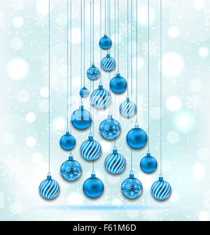 Nouvelle Année Abstract Tree fait en boules suspendues Illustration de Vecteur